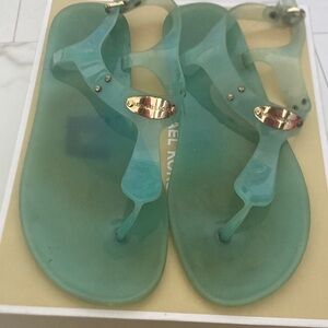 Michael Kors Teal Sandals with Gold Accents